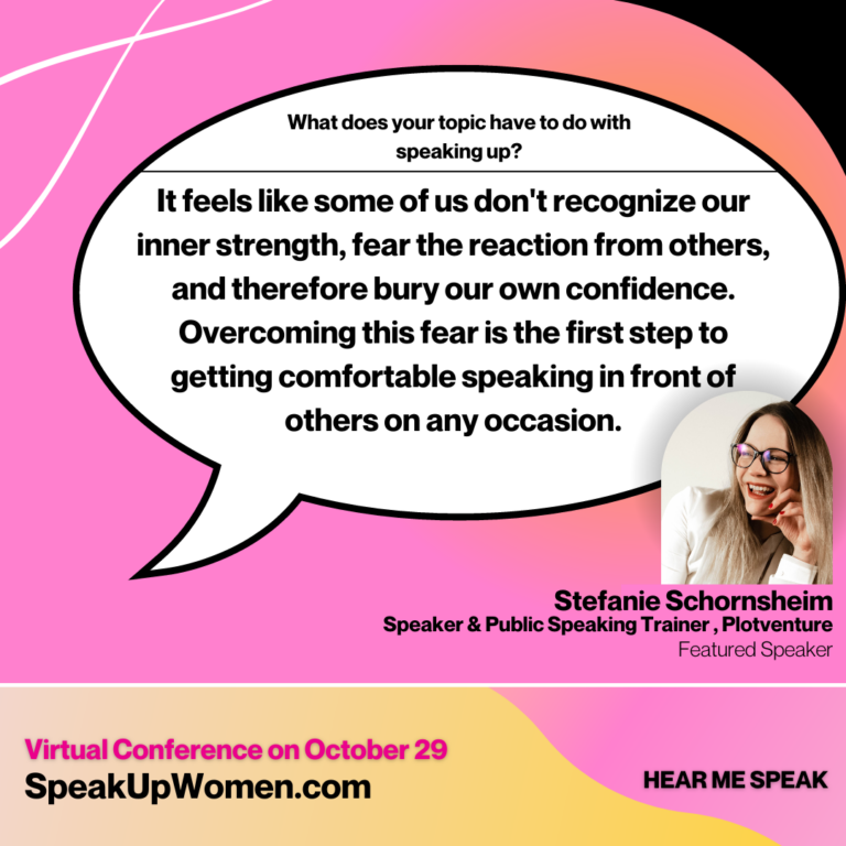 Stefanie Schornsheim's meme on Speak Up Women about getting over speakers anxiety.